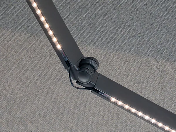 built-in dimmable LED lights in the awning arms