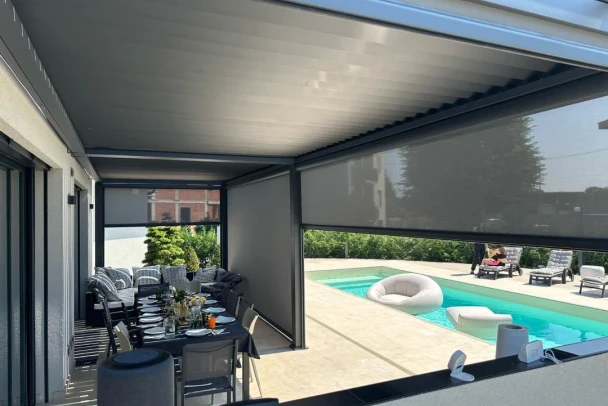 motorized outdoor shades with weather sensors