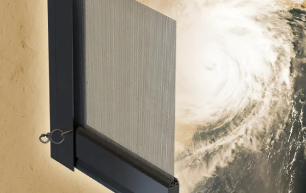 severe-weather motorized screen built for high winds