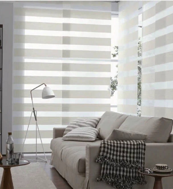 Motorized zebra shades with remote control